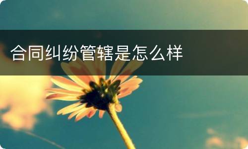 合同纠纷管辖是怎么样