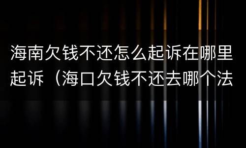 海南欠钱不还怎么起诉在哪里起诉（海口欠钱不还去哪个法院起诉）