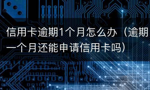 信用卡逾期1个月怎么办（逾期一个月还能申请信用卡吗）