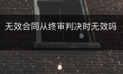 无效合同从终审判决时无效吗
