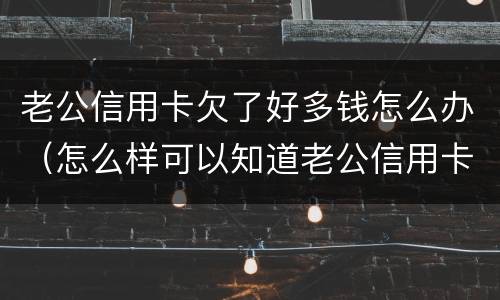 老公信用卡欠了好多钱怎么办（怎么样可以知道老公信用卡欠多少钱）