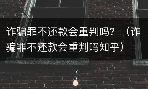 诈骗罪不还款会重判吗？（诈骗罪不还款会重判吗知乎）