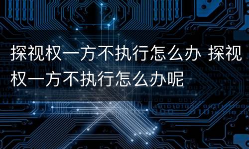 探视权一方不执行怎么办 探视权一方不执行怎么办呢