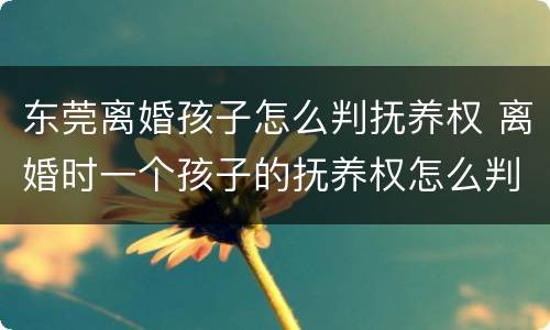 东莞离婚孩子怎么判抚养权 离婚时一个孩子的抚养权怎么判