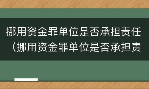 挪用资金罪单位是否承担责任（挪用资金罪单位是否承担责任的规定）