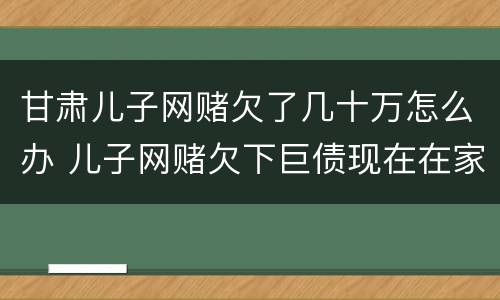 甘肃儿子网赌欠了几十万怎么办 儿子网赌欠下巨债现在在家躺尸
