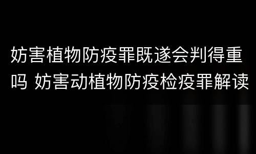 妨害植物防疫罪既遂会判得重吗 妨害动植物防疫检疫罪解读
