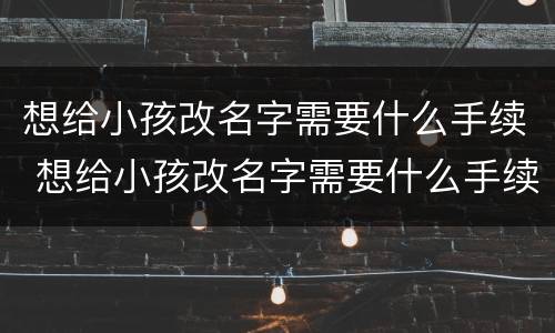 想给小孩改名字需要什么手续 想给小孩改名字需要什么手续和证件