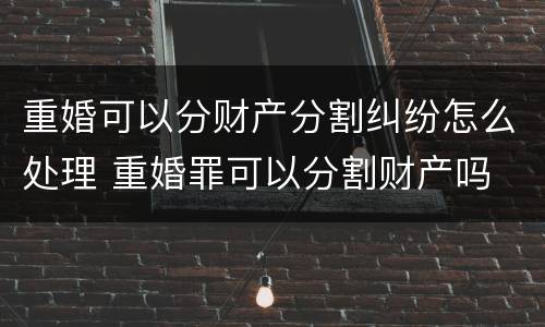 重婚可以分财产分割纠纷怎么处理 重婚罪可以分割财产吗
