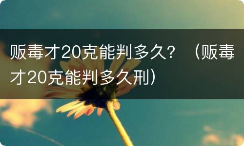贩毒才20克能判多久？（贩毒才20克能判多久刑）