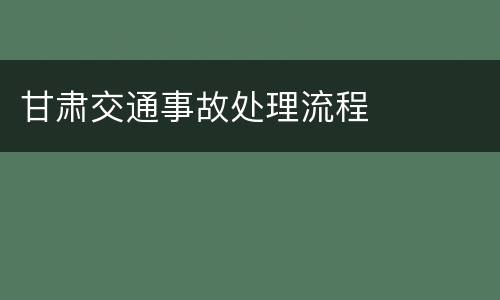 甘肃交通事故处理流程