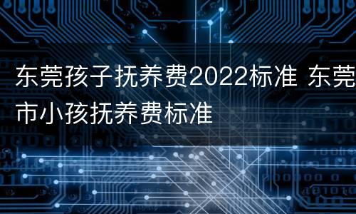 东莞孩子抚养费2022标准 东莞市小孩抚养费标准