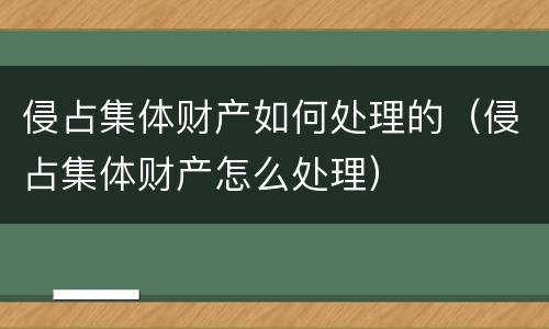 侵占集体财产如何处理的（侵占集体财产怎么处理）