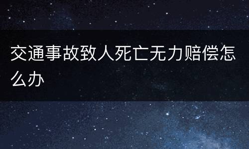 交通事故致人死亡无力赔偿怎么办