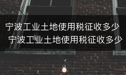 宁波工业土地使用税征收多少 宁波工业土地使用税征收多少