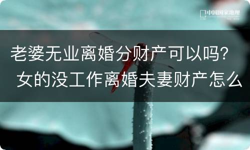 老婆无业离婚分财产可以吗？ 女的没工作离婚夫妻财产怎么分
