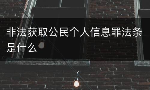 非法获取公民个人信息罪法条是什么