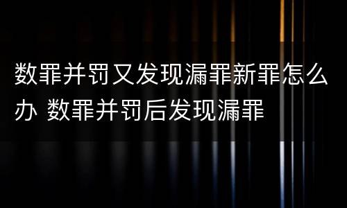 数罪并罚又发现漏罪新罪怎么办 数罪并罚后发现漏罪