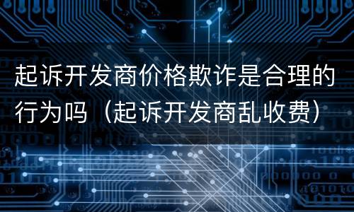 起诉开发商价格欺诈是合理的行为吗（起诉开发商乱收费）