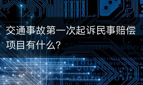 交通事故第一次起诉民事赔偿项目有什么？