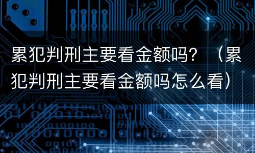 累犯判刑主要看金额吗？（累犯判刑主要看金额吗怎么看）