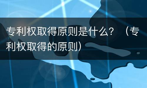 专利权取得原则是什么？（专利权取得的原则）
