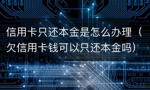 信用卡只还本金是怎么办理（欠信用卡钱可以只还本金吗）