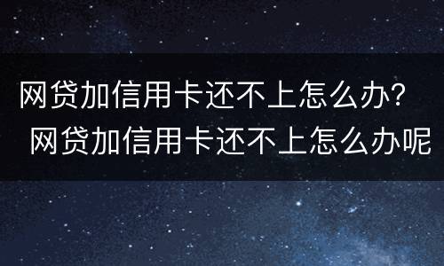 网贷加信用卡还不上怎么办？ 网贷加信用卡还不上怎么办呢