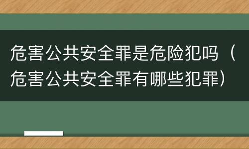 危害公共安全罪是危险犯吗（危害公共安全罪有哪些犯罪）
