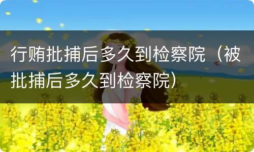 行贿批捕后多久到检察院（被批捕后多久到检察院）