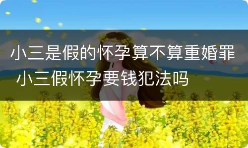 小三是假的怀孕算不算重婚罪 小三假怀孕要钱犯法吗