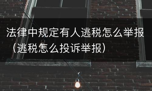 法律中规定有人逃税怎么举报（逃税怎么投诉举报）