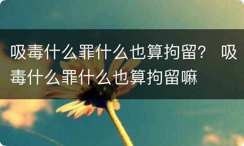 吸毒什么罪什么也算拘留？ 吸毒什么罪什么也算拘留嘛