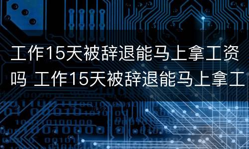 工作15天被辞退能马上拿工资吗 工作15天被辞退能马上拿工资吗合法吗