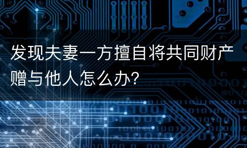 发现夫妻一方擅自将共同财产赠与他人怎么办？