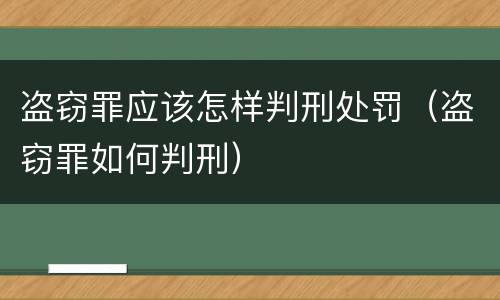 盗窃罪应该怎样判刑处罚（盗窃罪如何判刑）