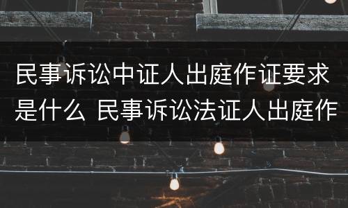 民事诉讼中证人出庭作证要求是什么 民事诉讼法证人出庭作证的规定和要求