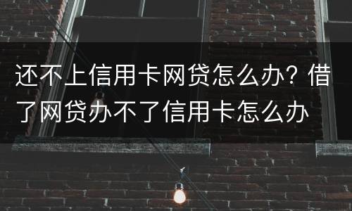 还不上信用卡网贷怎么办? 借了网贷办不了信用卡怎么办