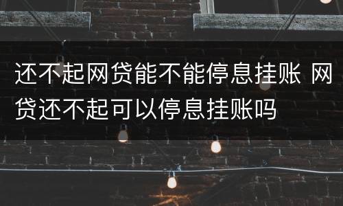 还不起网贷能不能停息挂账 网贷还不起可以停息挂账吗