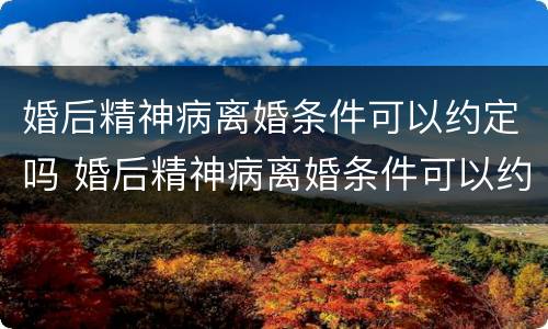婚后精神病离婚条件可以约定吗 婚后精神病离婚条件可以约定吗法律