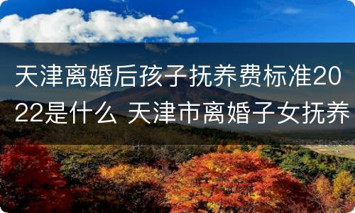 天津离婚后孩子抚养费标准2022是什么 天津市离婚子女抚养费标准