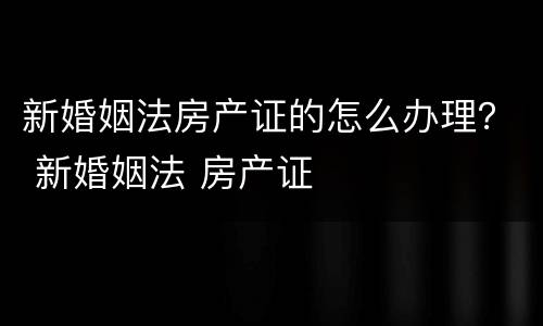 新婚姻法房产证的怎么办理？ 新婚姻法 房产证