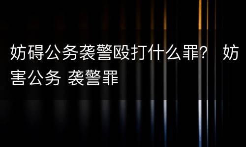 妨碍公务袭警殴打什么罪？ 妨害公务 袭警罪