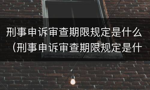 刑事申诉审查期限规定是什么（刑事申诉审查期限规定是什么时候开始）
