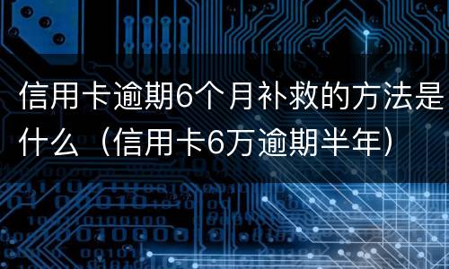信用卡逾期6个月补救的方法是什么（信用卡6万逾期半年）