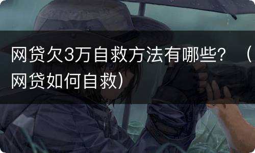 网贷欠3万自救方法有哪些？（网贷如何自救）