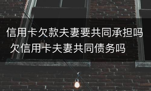 信用卡欠款夫妻要共同承担吗 欠信用卡夫妻共同债务吗