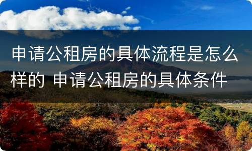 申请公租房的具体流程是怎么样的 申请公租房的具体条件