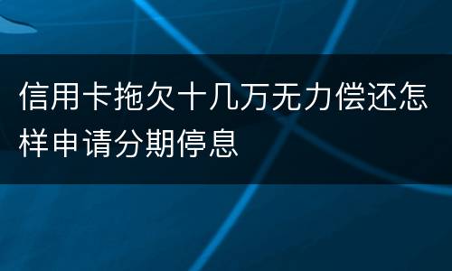 信用卡拖欠十几万无力偿还怎样申请分期停息