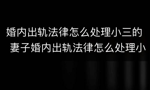 婚内出轨法律怎么处理小三的 妻子婚内出轨法律怎么处理小三